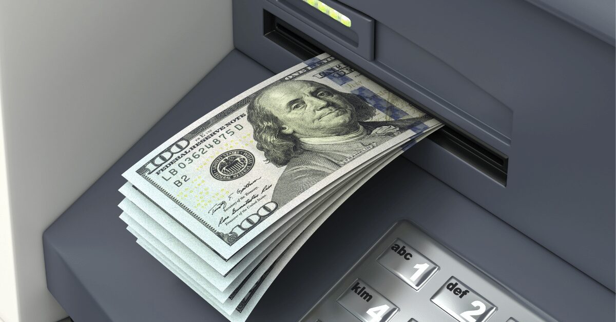 ATM holding cash